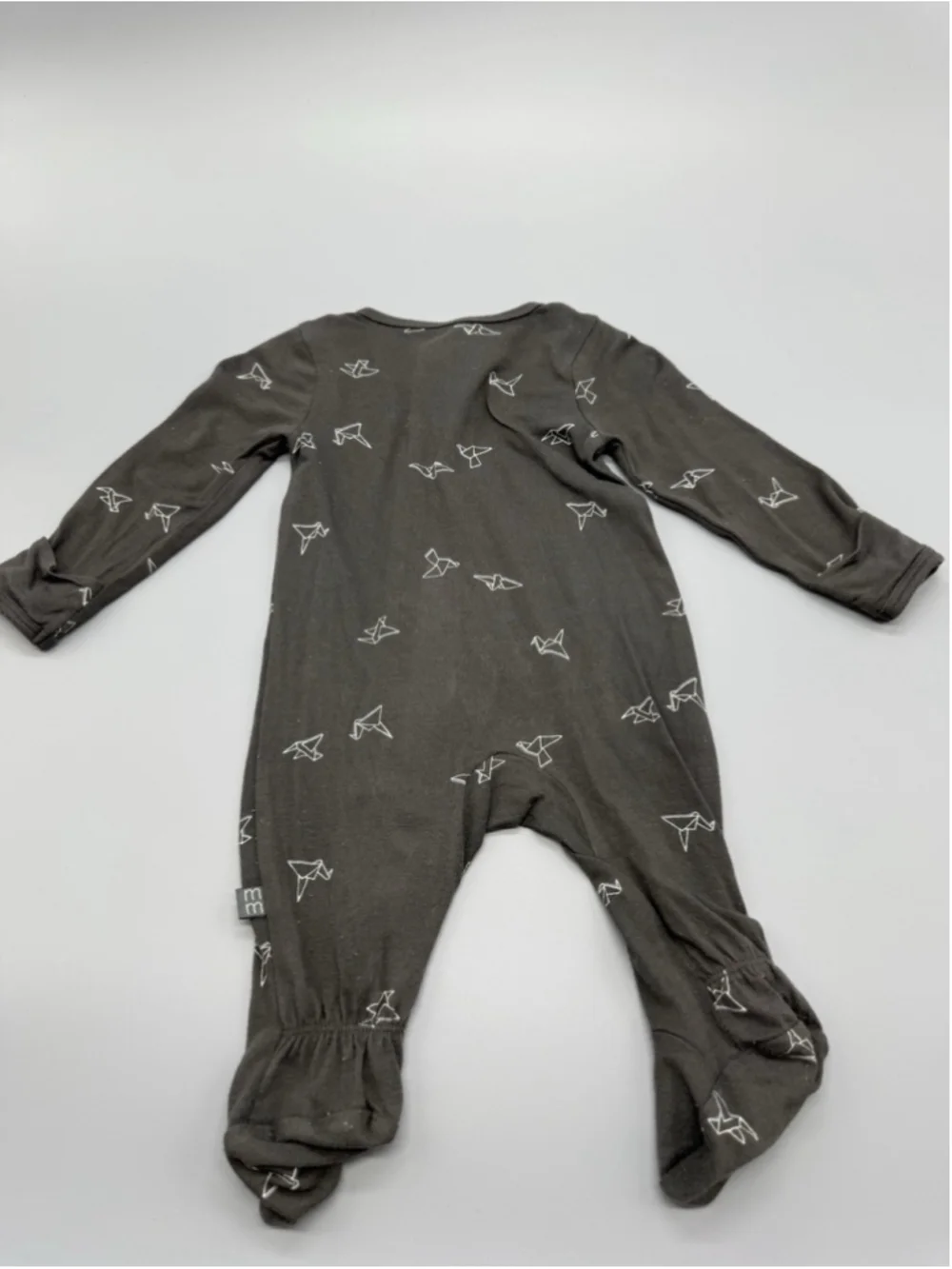 modern moments by Gerber Gray Bird Print Newborn Knit Coverall Zip One-Piece